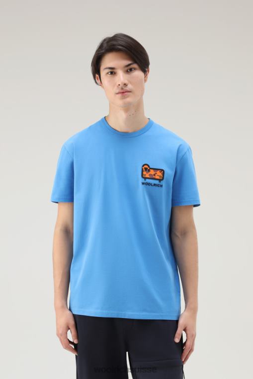 t-shirt en pur coton avec logo mouton camouflage campanule bleue vêtements Hommes Woolrich 2FX2J617