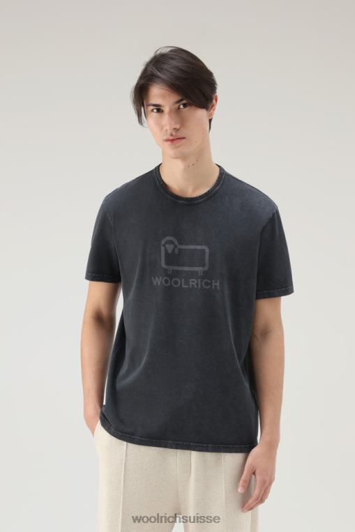 t-shirt en pur coton teint en pièce avec logo mouton noir vêtements Hommes Woolrich 2FX2J377
