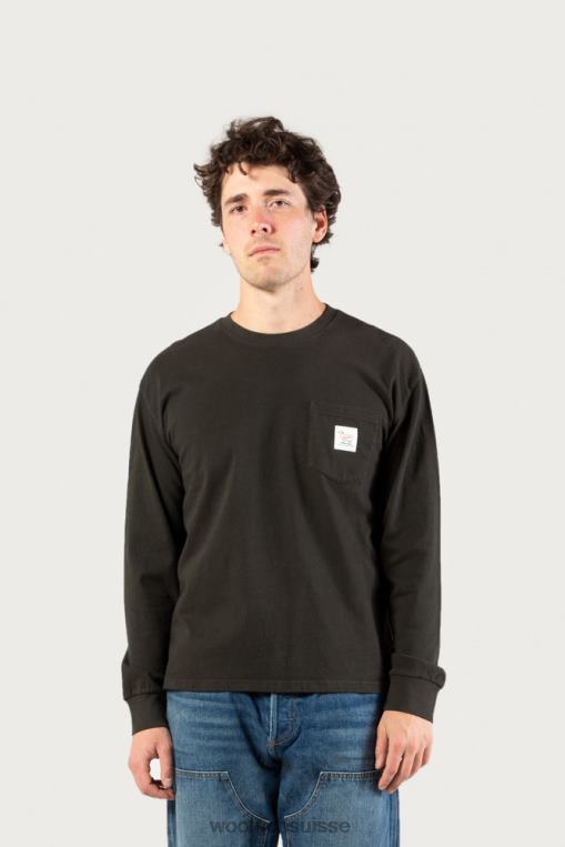 t-shirt à manches longues en pur coton-un de ces jours noir délavé vêtements Hommes Woolrich 2FX2J531