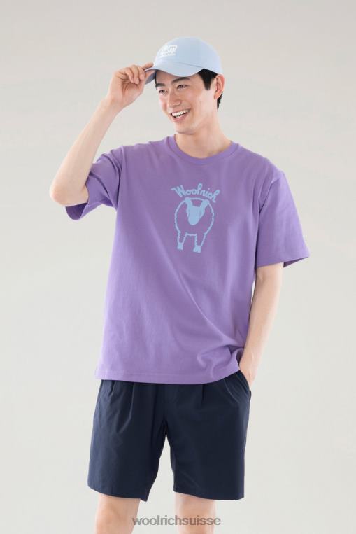 t-shirt mouton en pur coton violet vêtements Hommes Woolrich 2FX2J605