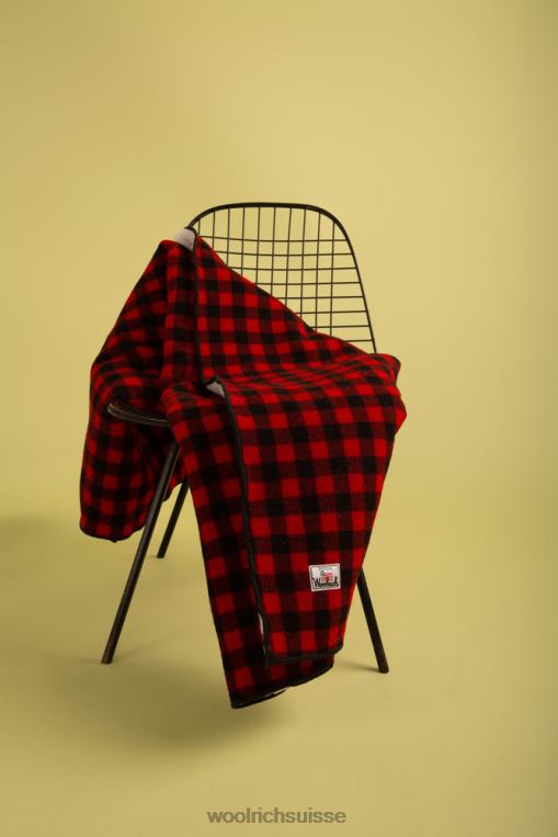 couverture à carreaux en laine et sherpa buffalo d'archives buffle rouge accessoires unisexe Woolrich 2FX2J647