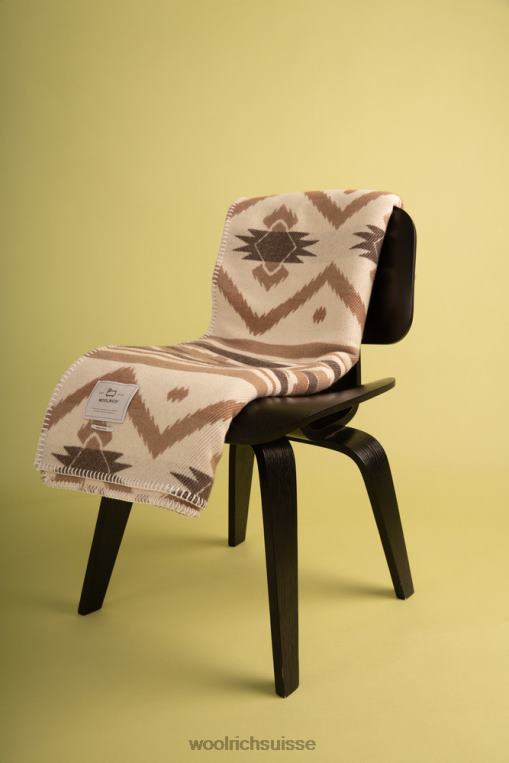 couverture à rayures jacquard en pure laine crème lactée accessoires unisexe Woolrich 2FX2J238